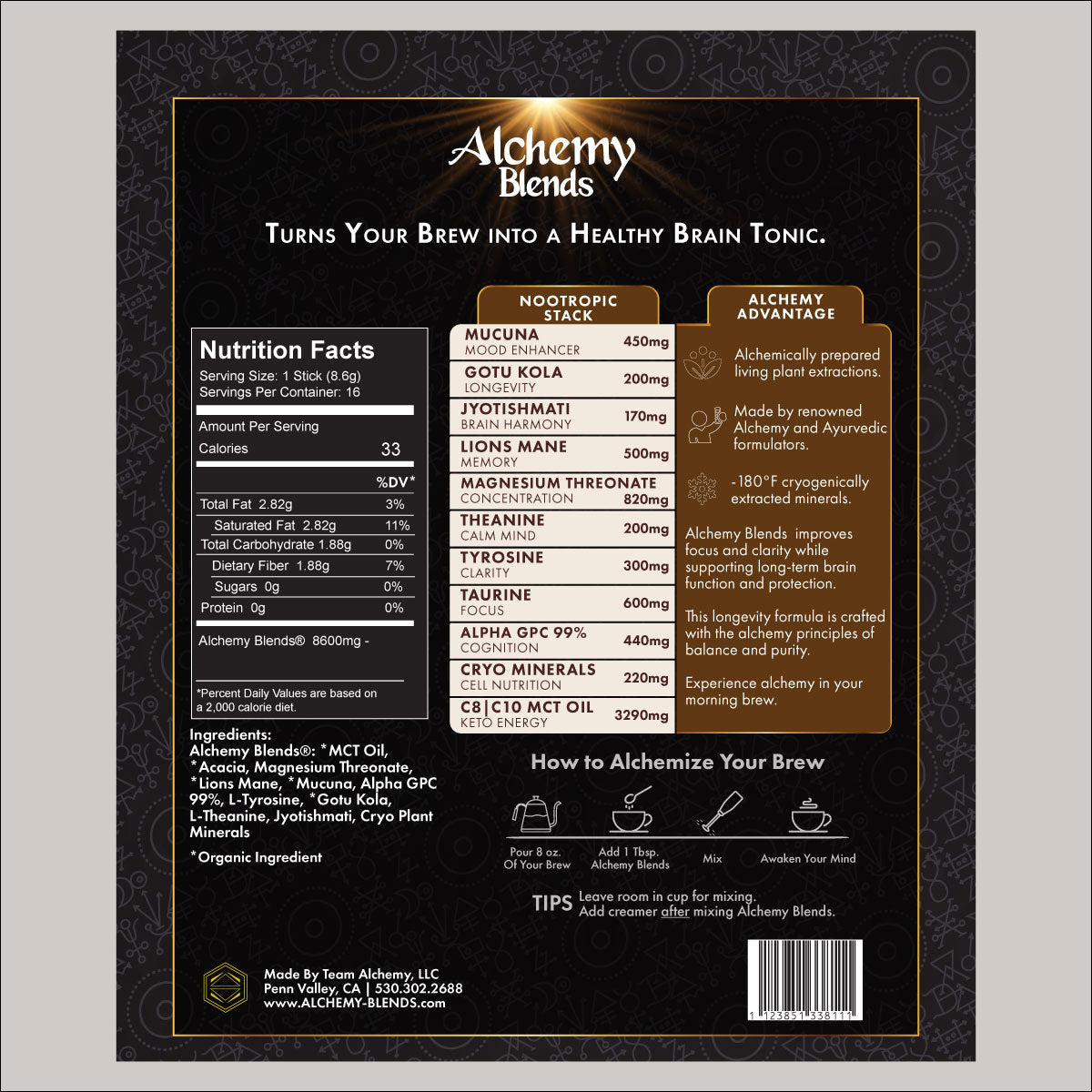 Organic Nootropic Coffee & Tea Additives - Alchemy Blends